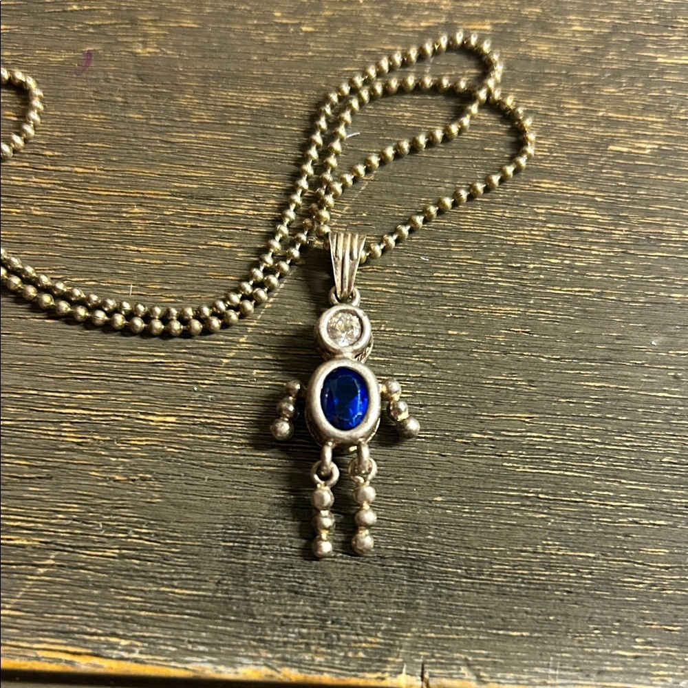 Sterling Silver and Sapphire  Blue Birthstone Kid‎ Pendant Necklace
